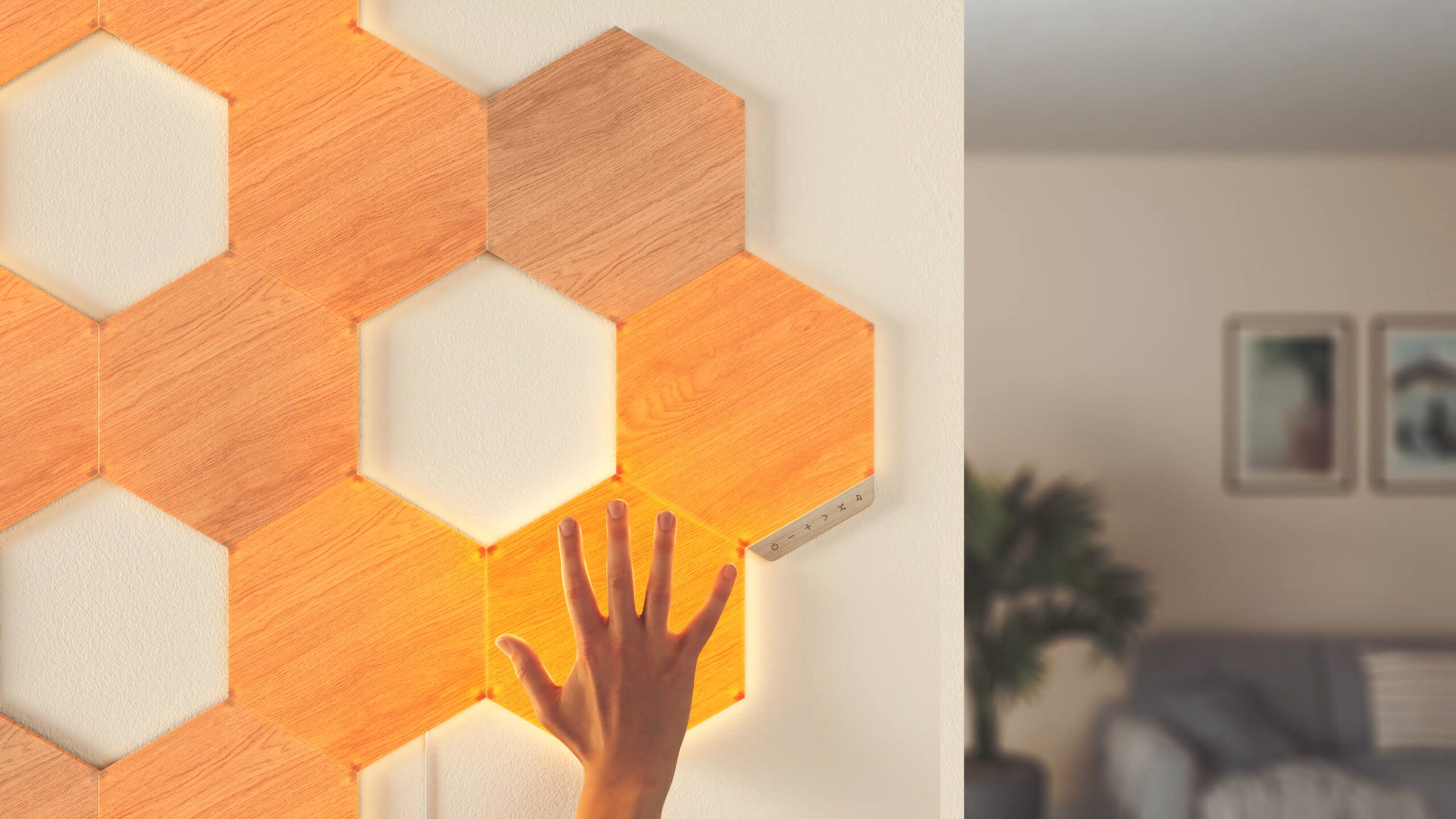 Nanoleaf Elements Hexagons 智能拼裝照明燈 Starter Kit(7個六角形燈板) 11 Elements_Touch_Warm_4000x2250